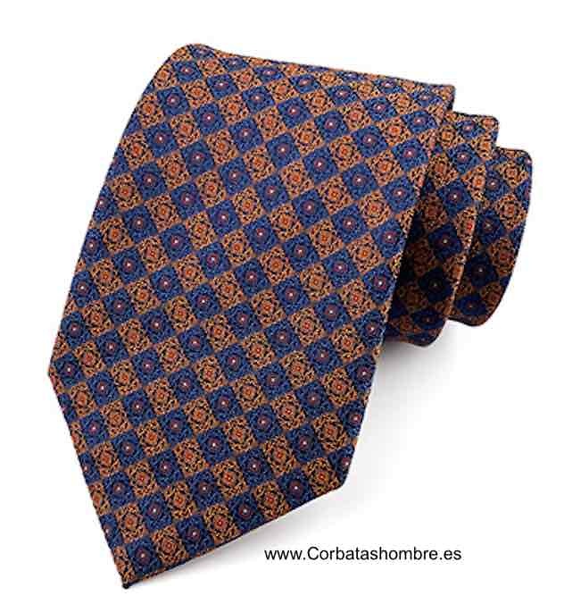 CORBATA COBRE Y AZUL PARA COMBINAR CON CAMISAS DE RAYAS Y LISAS 