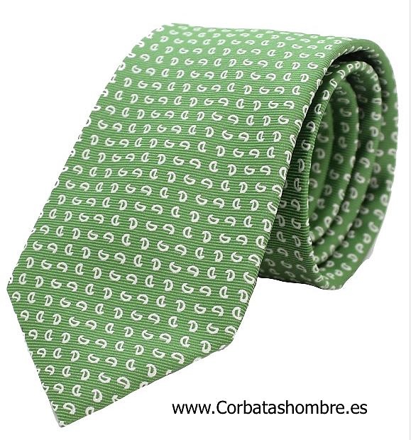 CORBATA DE CACHERMIR EN BLANCO SOBRE FONDO VERDE 