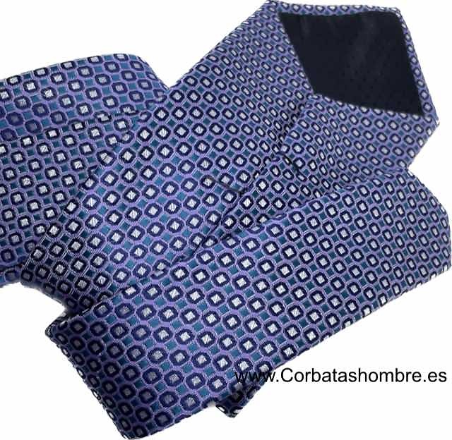 CORBATA DE DIBUJO PEQUEÑO EN LILA AZUL MARINO Y BLANCO ELEGANTE 