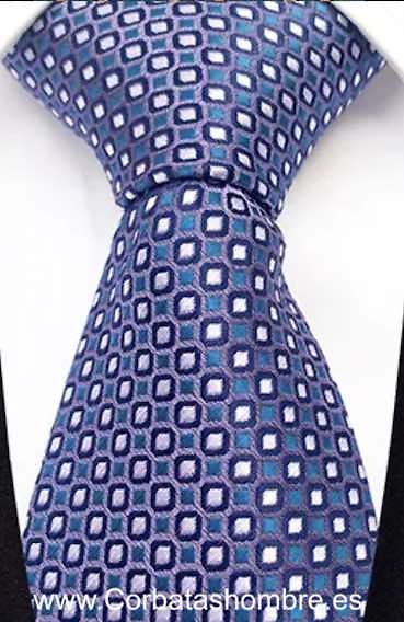 CORBATA DE DIBUJO PEQUEÑO EN LILA AZUL MARINO Y BLANCO ELEGANTE 