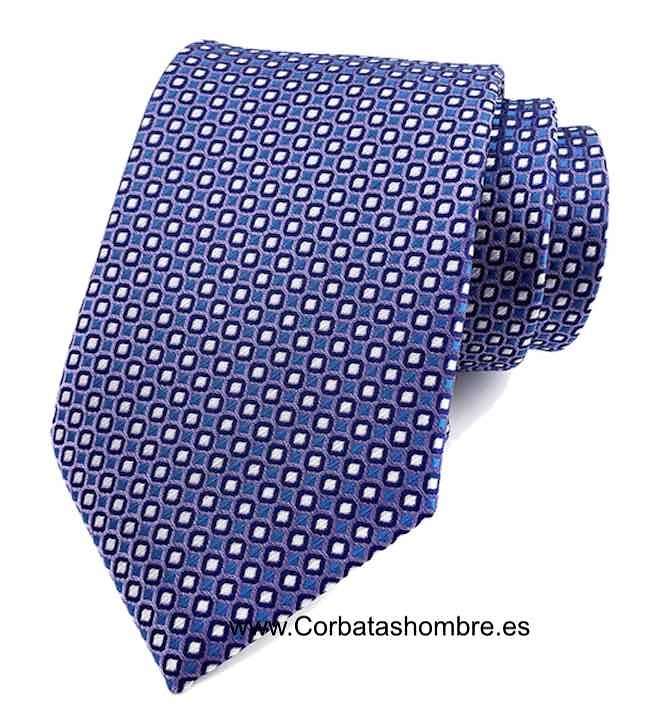 CORBATA DE DIBUJO PEQUEÑO EN LILA AZUL MARINO Y BLANCO ELEGANTE 