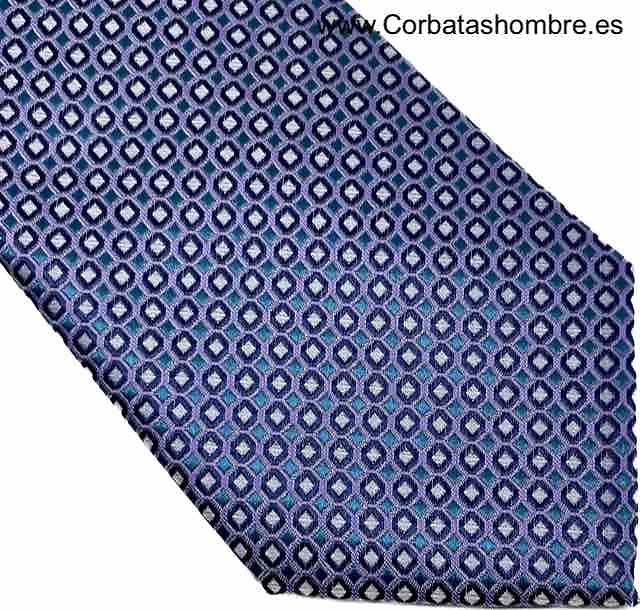 CORBATA DE DIBUJO PEQUEÑO EN LILA AZUL MARINO Y BLANCO ELEGANTE 