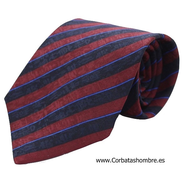 CORBATA DE HOMBRE A RAYAS AZULES Y BURDEOS 