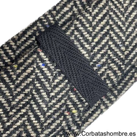 CORBATA DE LANA TELA TWEED ESPIGADA MARRÓN Y BEIGE 