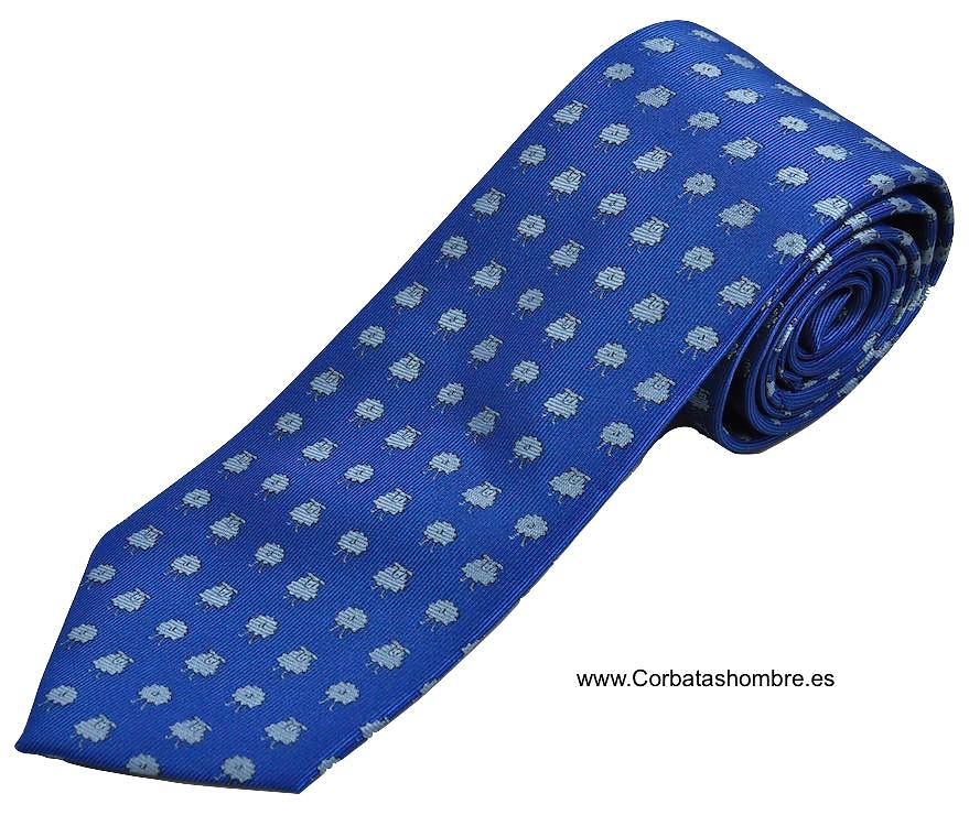 CORBATA DE OVEJAS SIMPATICAS SOBRE FONDO AZUL 