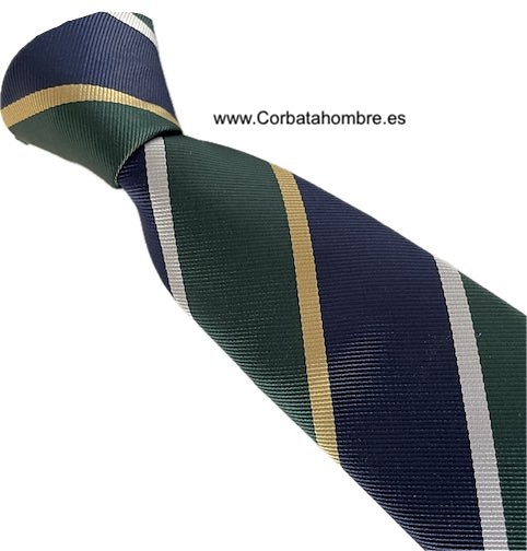 CORBATA DE RAYAS ANCHAS AZUL MARINO Y VERDE 