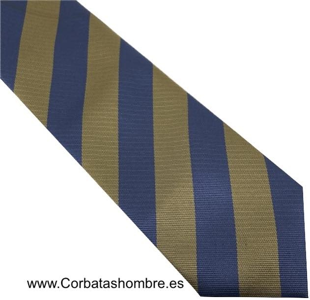 CORBATA DE RAYAS DIAGONALES AZUL Y CAMEL 