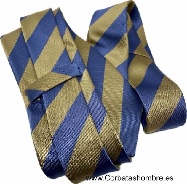 CORBATA DE RAYAS DIAGONALES AZUL Y CAMEL 