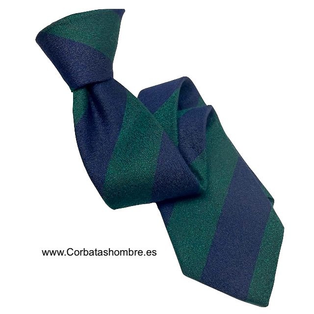 CORBATA DE RAYAS VERDES Y AZUL MARINO JASPEADA TELA EXCLUSIVA 