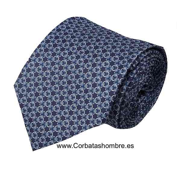 CORBATA DE SEDA AZUL CON AROS ATADOS ENTRE SÍ 