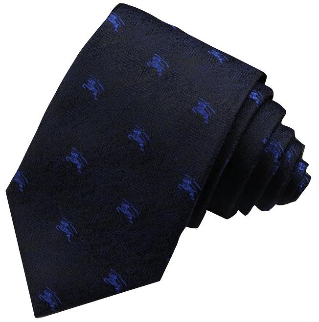 CORBATA DE TELA JASPEADA AZUL MARINO OSCURA CON CABALLEROS MEDIEVALES AZULES 