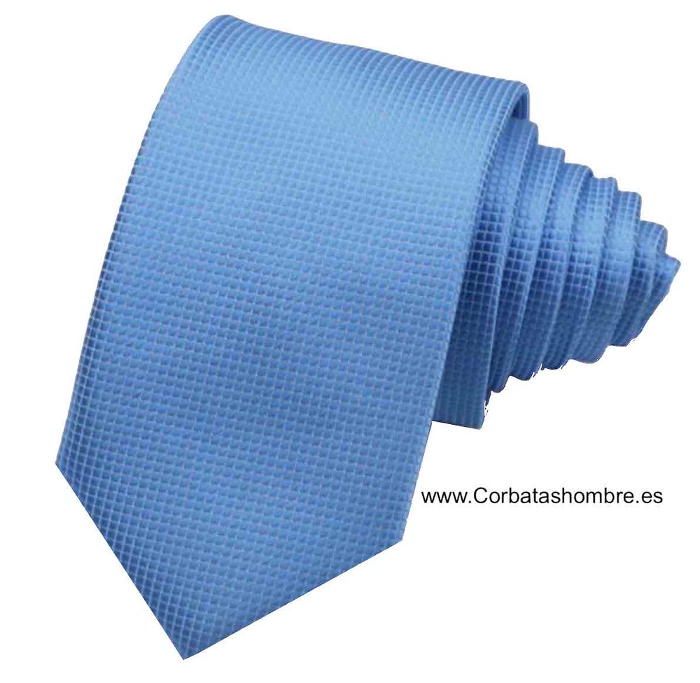 CORBATA ESTRECHA AZUL CLARO LISA DE JACQUARD 