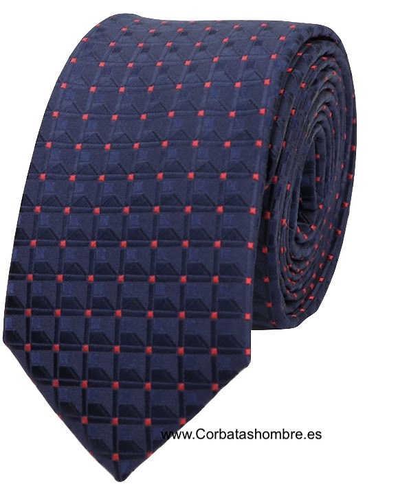 CORBATA ESTRECHA AZUL MARINO EN 3D 