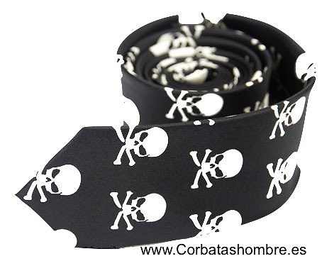 CORBATA ESTRECHA CALAVERAS NEGRA 