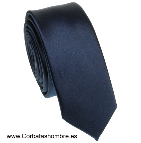 rompecabezas Descripción del negocio Dolor Corbata estrecha color azul marino fluor satinada