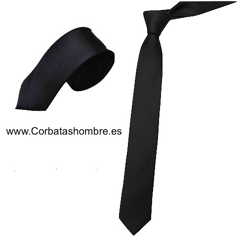 CORBATA ESTRECHA COLOR NEGRA FLUOR LISA 