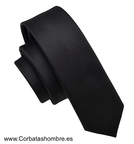 CORBATA ESTRECHA COLOR NEGRA FLUOR LISA 