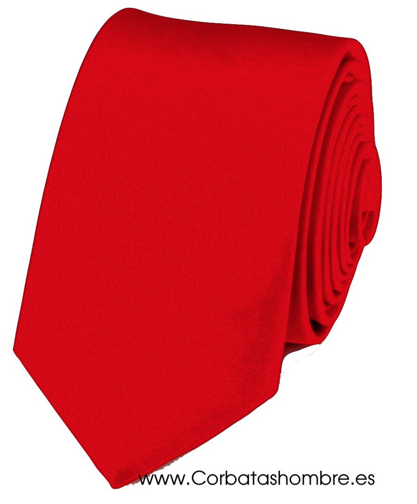 CORBATA ESTRECHA COLOR ROJO FLUOR LISA 