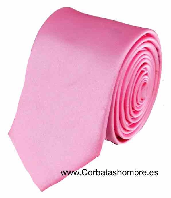 CORBATA ESTRECHA COLOR ROSA LISA 