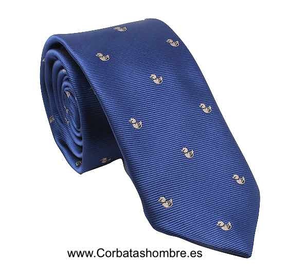 CORBATA ESTRECHA CON PATOS PEQUEÑOS AZUL MARINO 