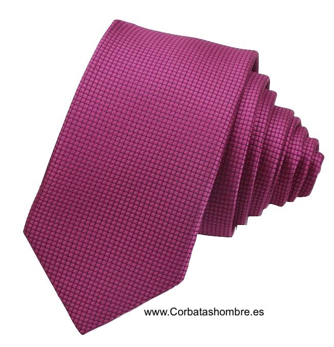 CORBATA ESTRECHA FUCSIA LISO JACQUARD 