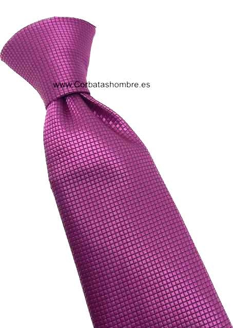 CORBATA ESTRECHA FUCSIA LISO JACQUARD 