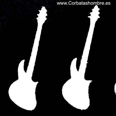 CORBATA ESTRECHA GUITARRAS ELECTRICAS EN NEGRO Y BLANCO 