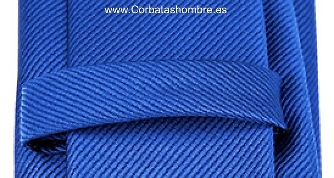 CORBATA ESTRECHA LISA EN AZUL TELA AL BIES 