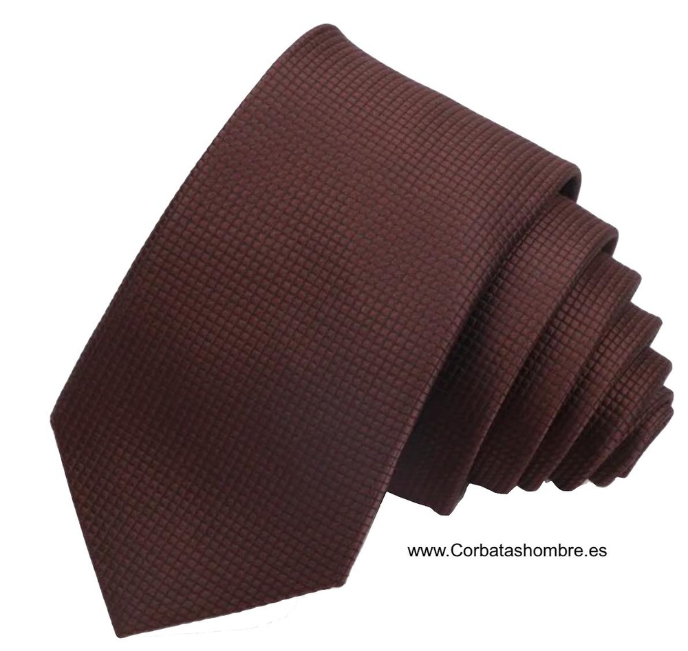 CORBATA ESTRECHA MARRÓN LISA JACQUARD 