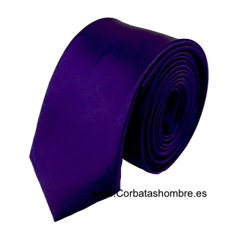 CORBATA ESTRECHA MORADA LISA 