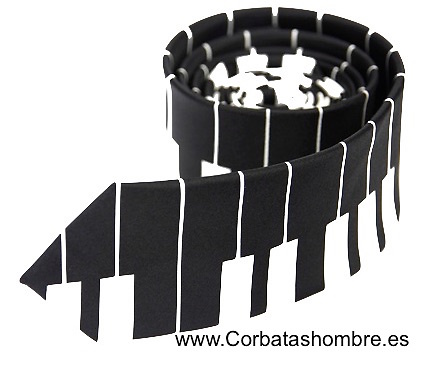 CORBATA ESTRECHA TECLAS PIANO EN NEGRO Y BLANCO 