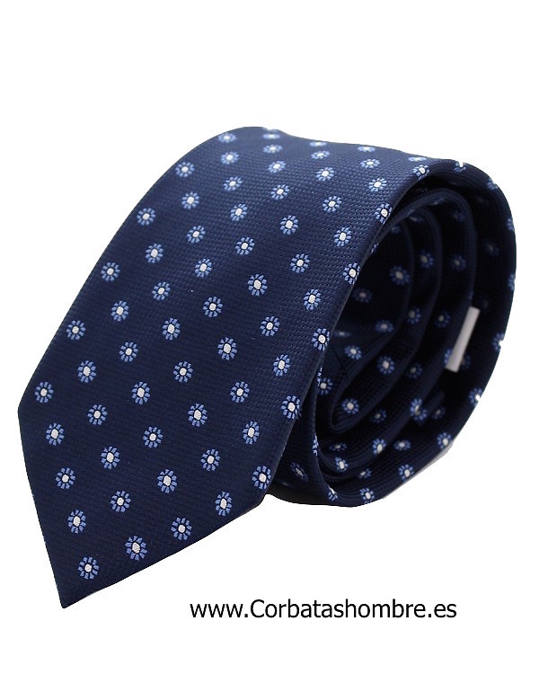 CORBATA FONDO AZUL MARINO CON FLORES PEQUEÑAS 