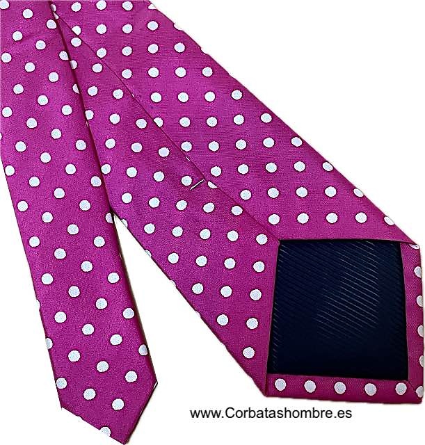 CORBATA FUCSIA DE LUNARES BLANCOS ELEGANTES 