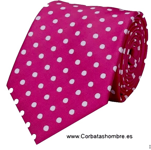 CORBATA FUCSIA DE LUNARES BLANCOS ELEGANTES 