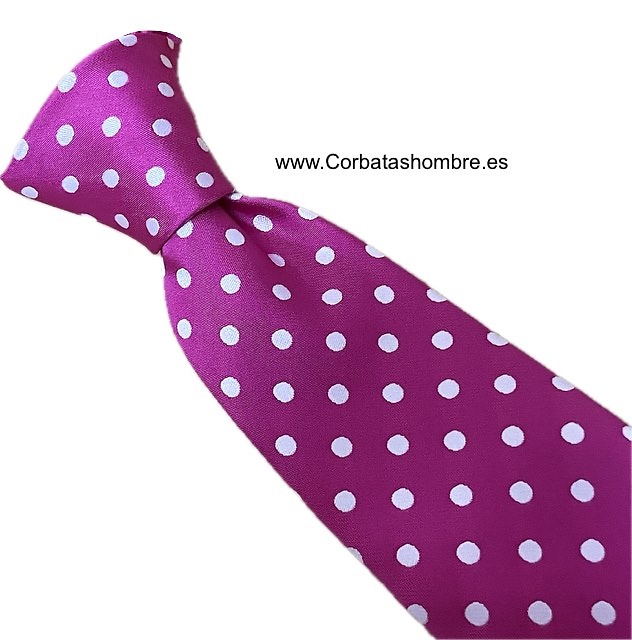 CORBATA FUCSIA DE LUNARES BLANCOS ELEGANTES 