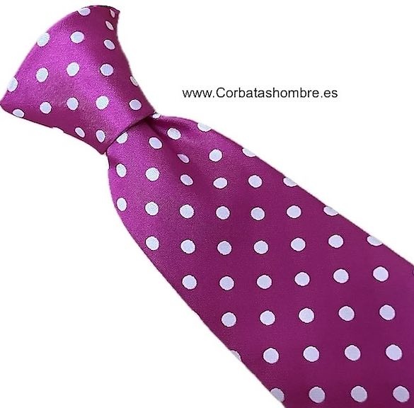 CORBATA FUCSIA INTENSO DE LUNARES BLANCOS ELEGANTES 
