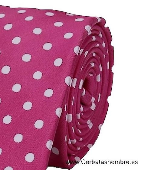 CORBATA FUCSIA INTENSO DE LUNARES BLANCOS ELEGANTES 