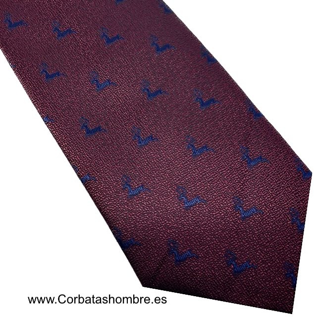 CORBATA GRANATE CON DIBUJO DE CIERVOS AZULES 