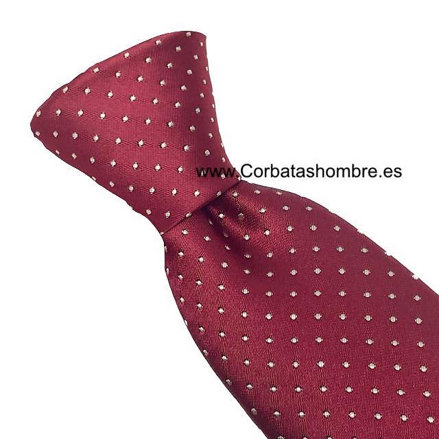 CORBATA GRANATE DE MICRO LUNARES BLANCOS MUY PEQUEÑOS Y ELEGANTES 