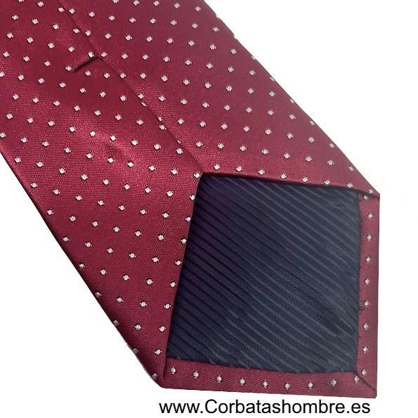 CORBATA GRANATE DE MICRO LUNARES BLANCOS MUY PEQUEÑOS Y ELEGANTES 