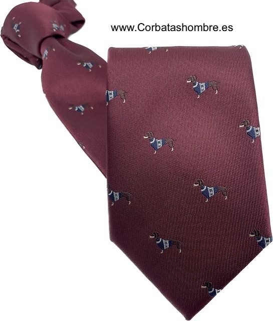 CORBATA GRANATE DE PERROS TECKEL MUY ORIGINAL 