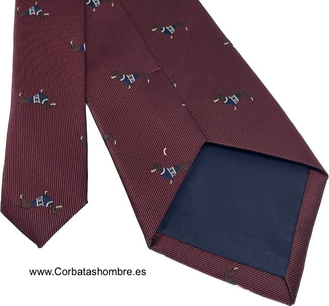 CORBATA GRANATE DE PERROS TECKEL MUY ORIGINAL 