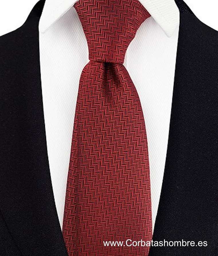 CORBATA GRANATE DE TELA JACQUARD CON DIBUJO DE ESPIGA DEL PROPIO TEJIDO 