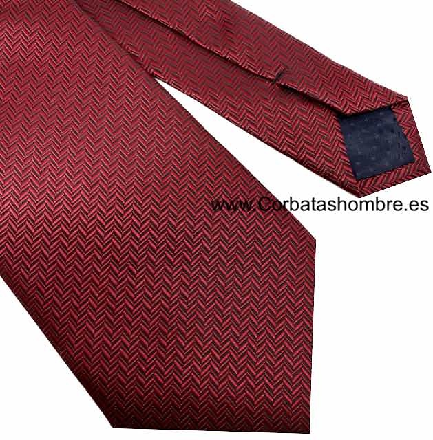 CORBATA GRANATE DE TELA JACQUARD CON DIBUJO DE ESPIGA DEL PROPIO TEJIDO 