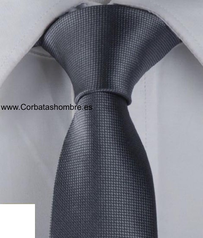 CORBATA GRIS ESTRECHA Y LISA DE JACQUARD 