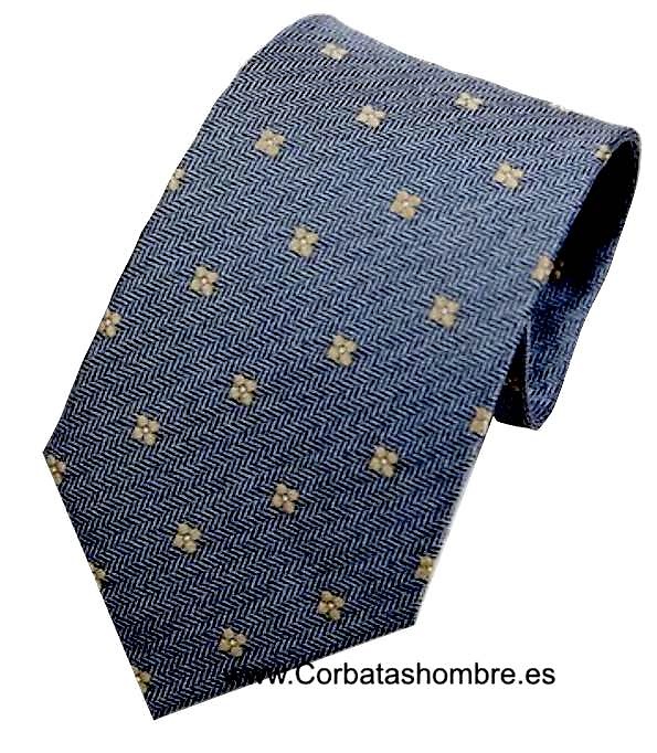 CORBATA GRIS OSCURA CON DIBUJO DE ESPIGA EN ZIGZAG Y FLORES PEQUEÑAS AMARILLAS 