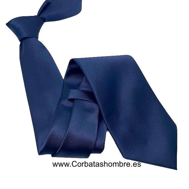 CORBATA LISA AZUL MARINO DE JACQUARD AL BIÉS ELEGANTE 