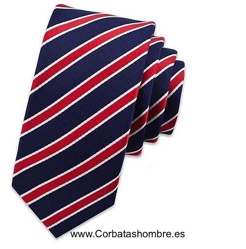 Retocar Espesar revelación corbata marino con rayas rojas y blancas estrecha