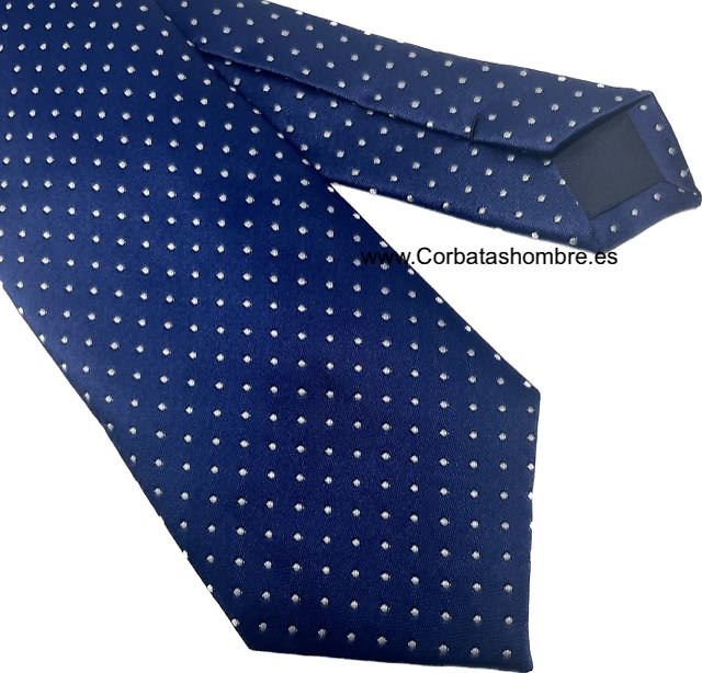 CORBATA MARINO DE MINI LUNARES BLANCOS MUY PEQUEÑOS Y ELEGANTES 