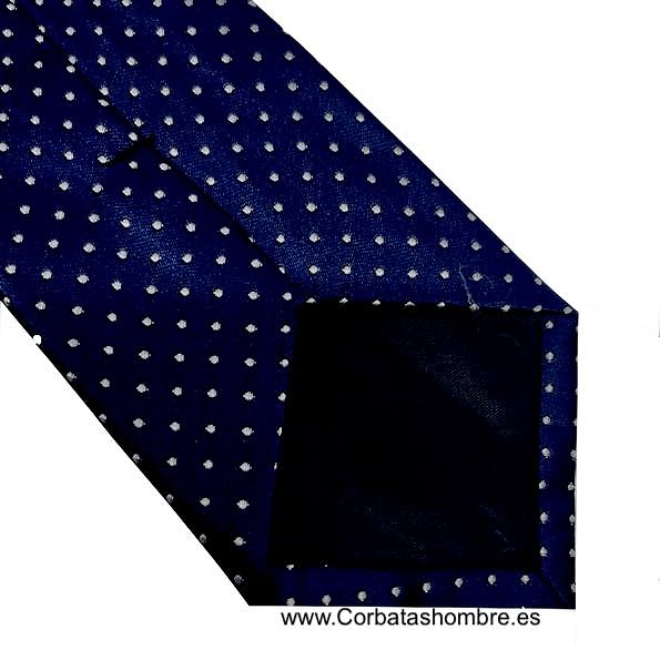 CORBATA MARINO DE MINI LUNARES BLANCOS MUY PEQUEÑOS Y ELEGANTES 